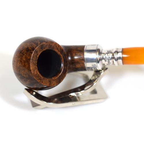 Peterson Spigot Flame Grain 03 Amber Stem Silver Mounted Fishtail Pipe (PE493)